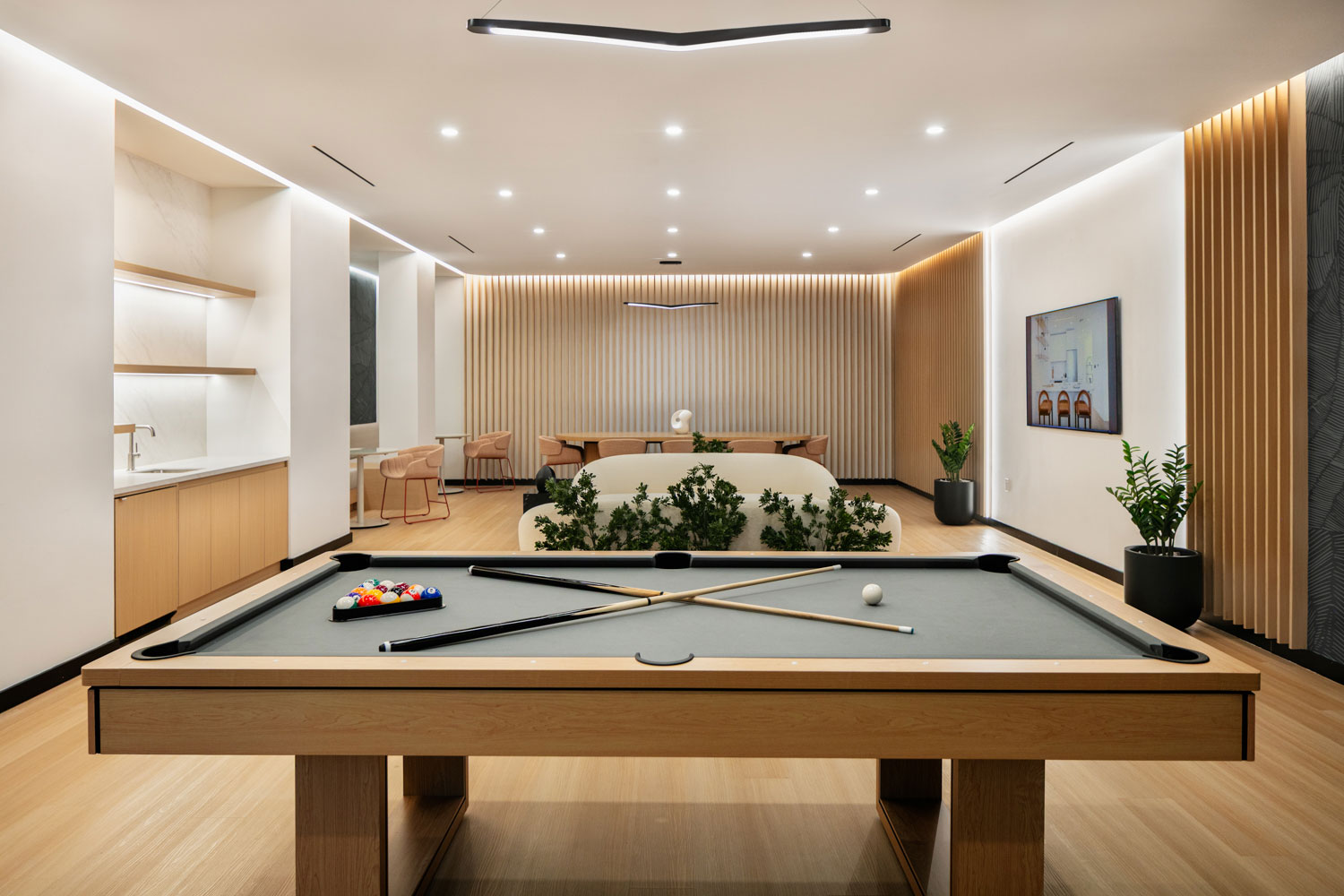 Media and Game Room at Prosper luxury apartments Prospect Heights