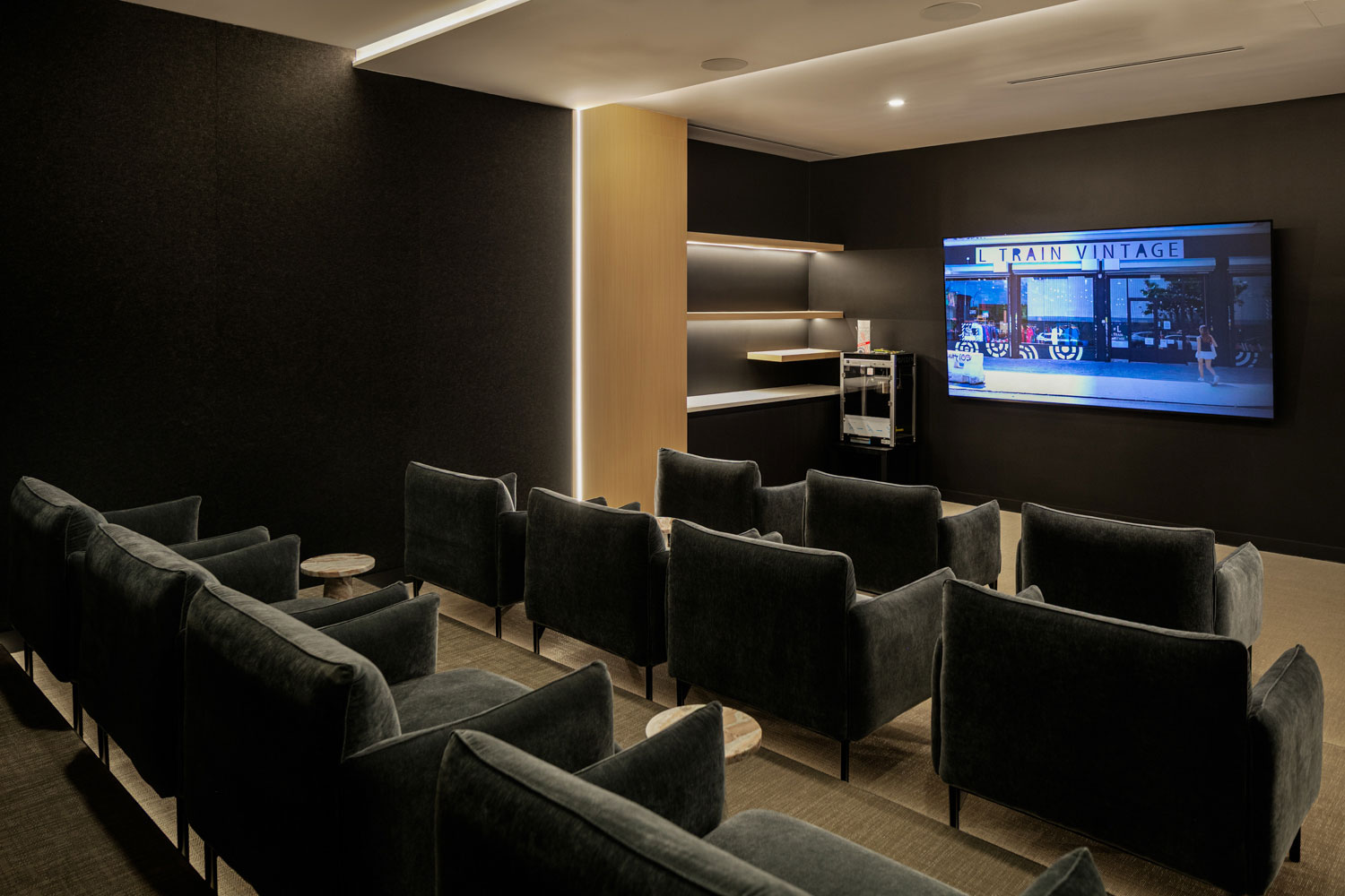 Movie Screening Room at Prosper luxury apartments Prospect Heights