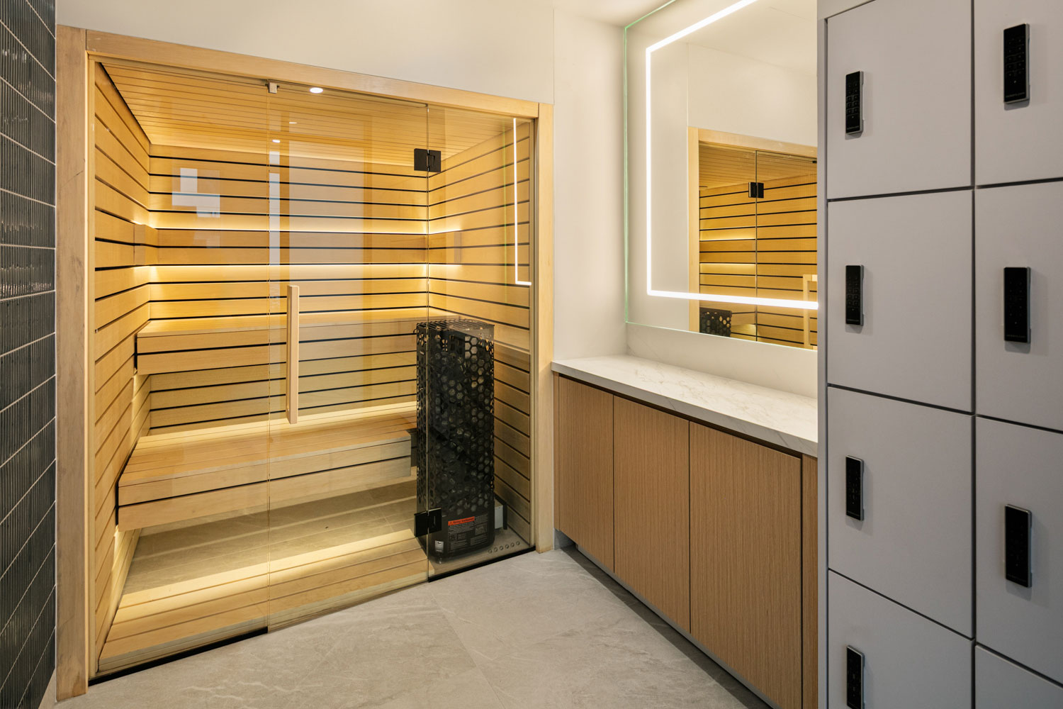 State-of-the-art fitness center with yoga room at Prosper Prospect Heights